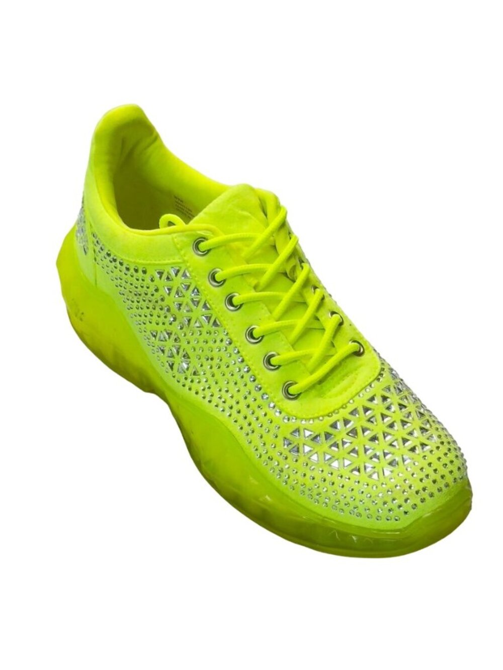 CAPE ROBBIN Women's Shoes Neon Remi Fashion Sneaker Rhinestones Lace-up Size 8